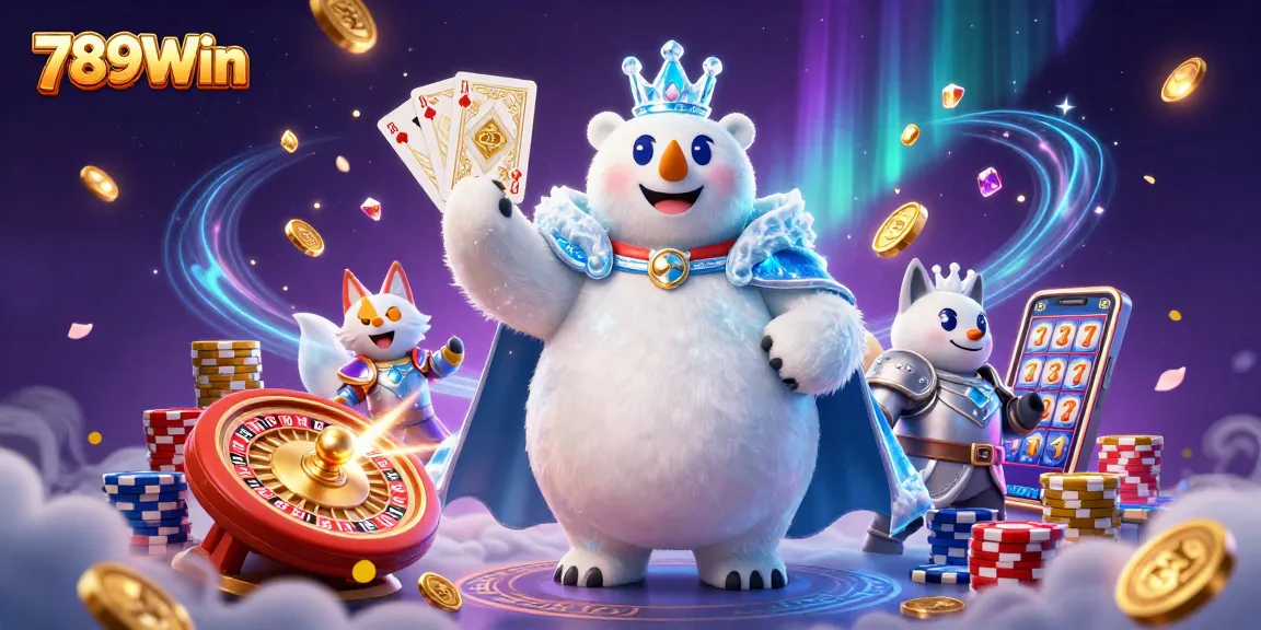Win big with 789Win in an immersive online casino experience featuring a whimsical ice king and treasure