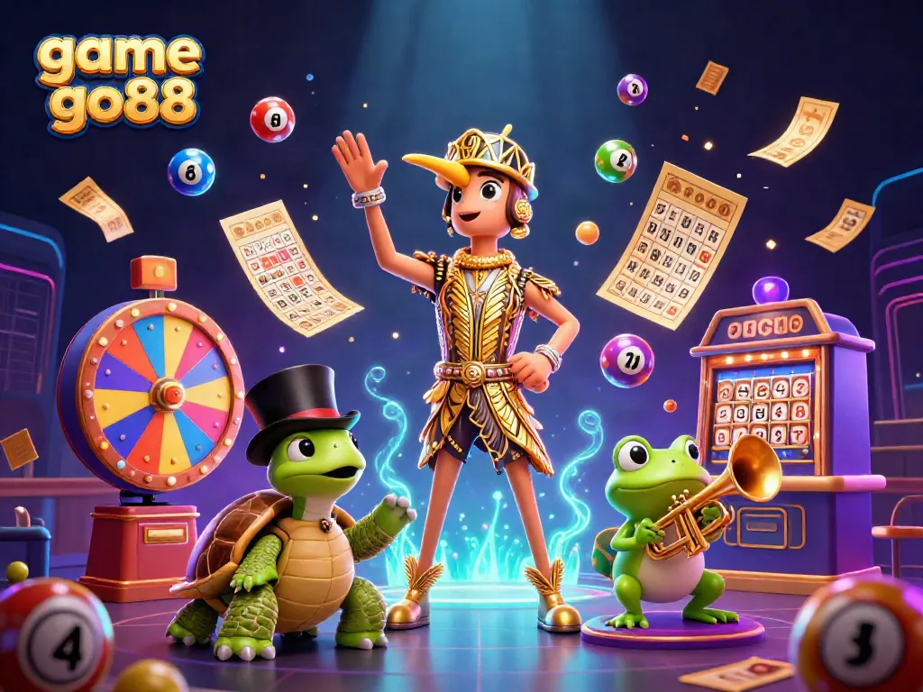 Experience the excitement of game go88 with vibrant casino-themed characters and dynamic elements.